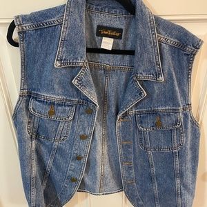 Vintage Made in the USA Team Tactics %100 Cotton Denim Vest Size L Women's